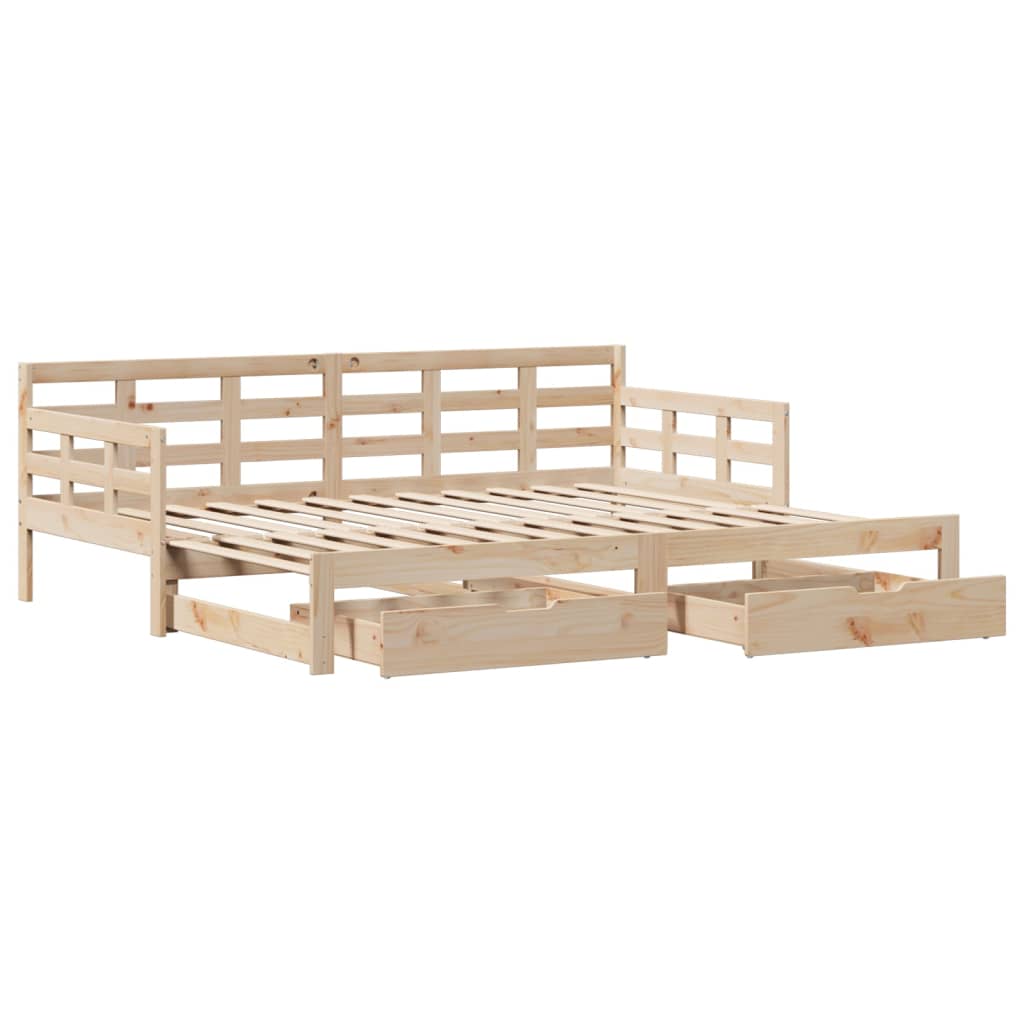 Uttrekkbar dagseng med skuffer 90x190 cm heltre furu