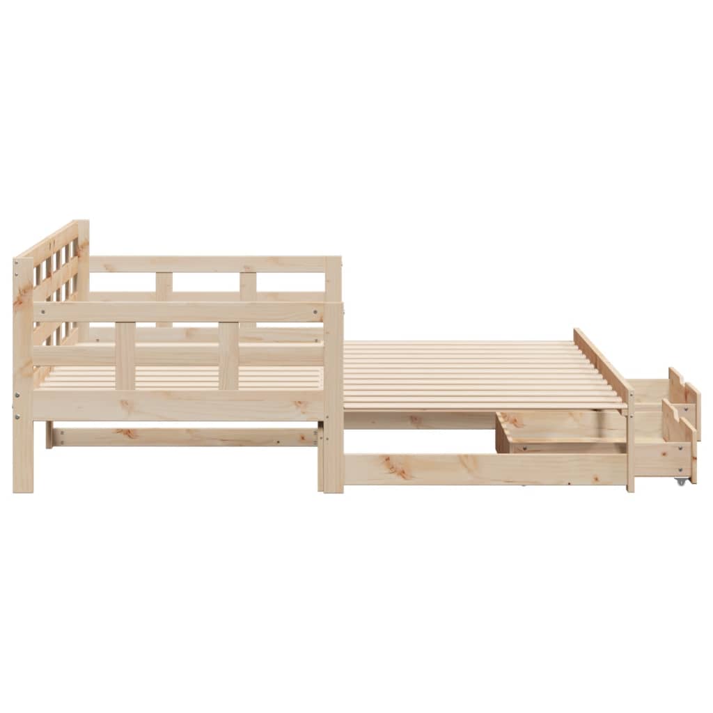 Uttrekkbar dagseng med skuffer 90x190 cm heltre furu