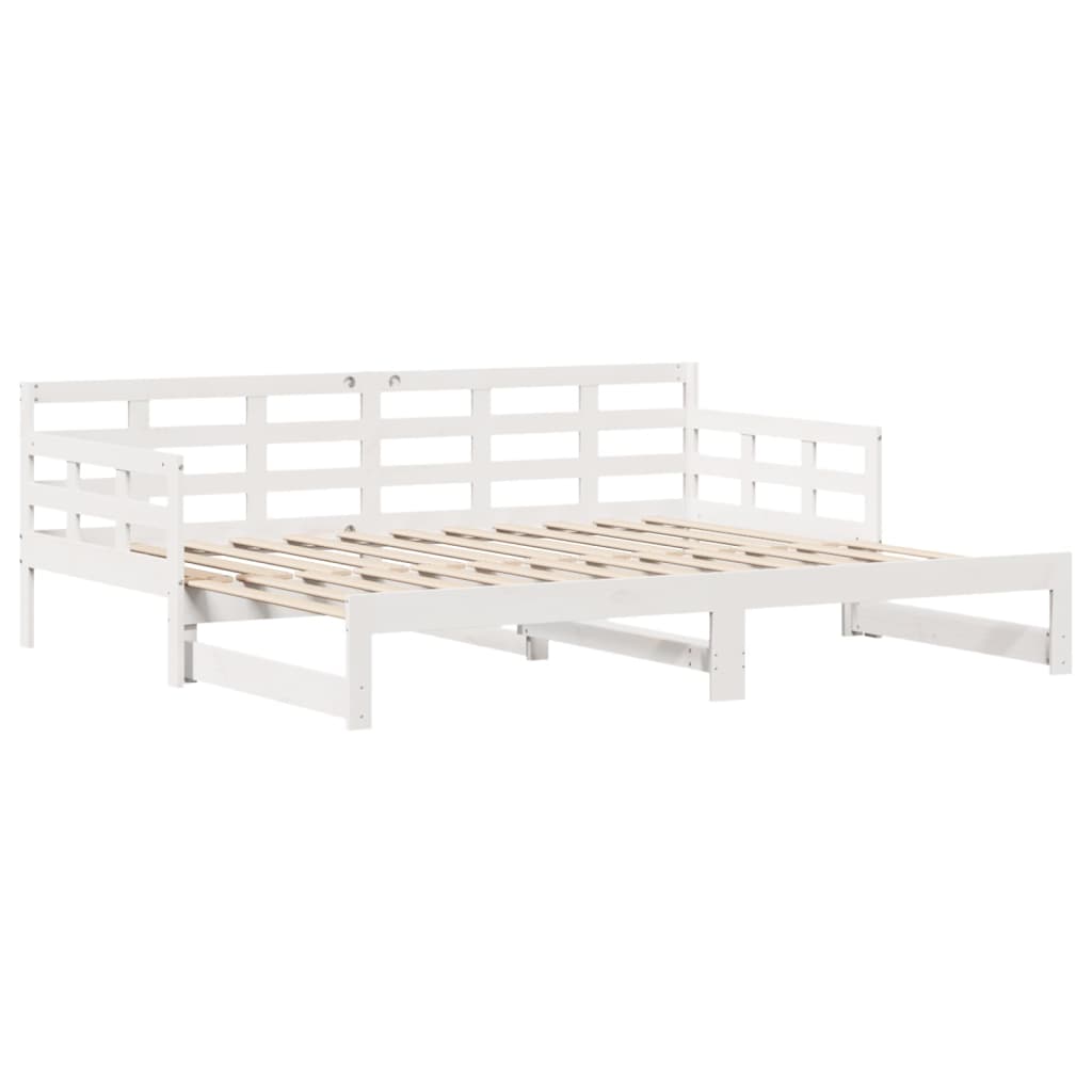 Uttrekkbar dagseng med skuffer hvit 90x190 cm heltre furu