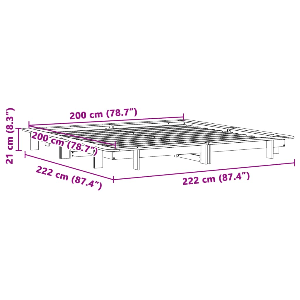 Sengeramme med madrass hvit 200x200 cm heltre furu
