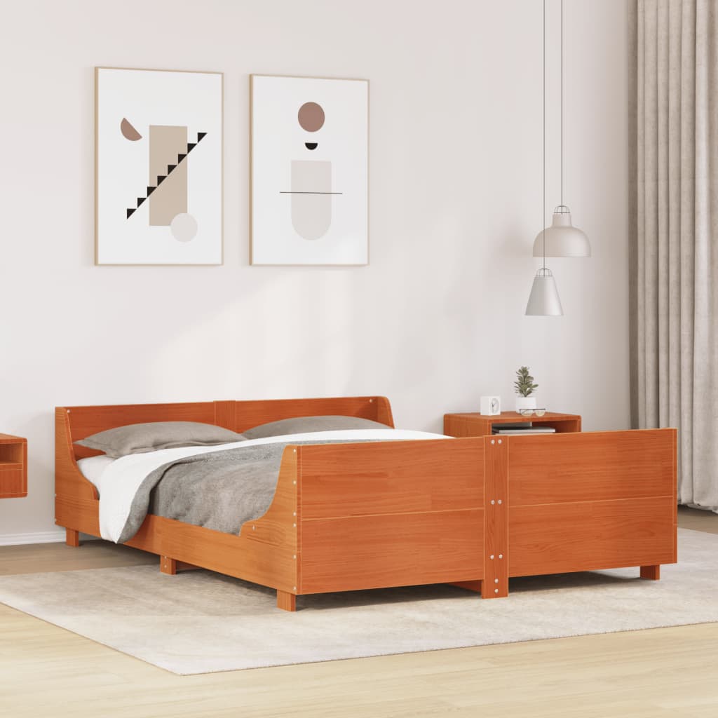 Sengeramme uten madrass brun 135x190 cm heltre furu