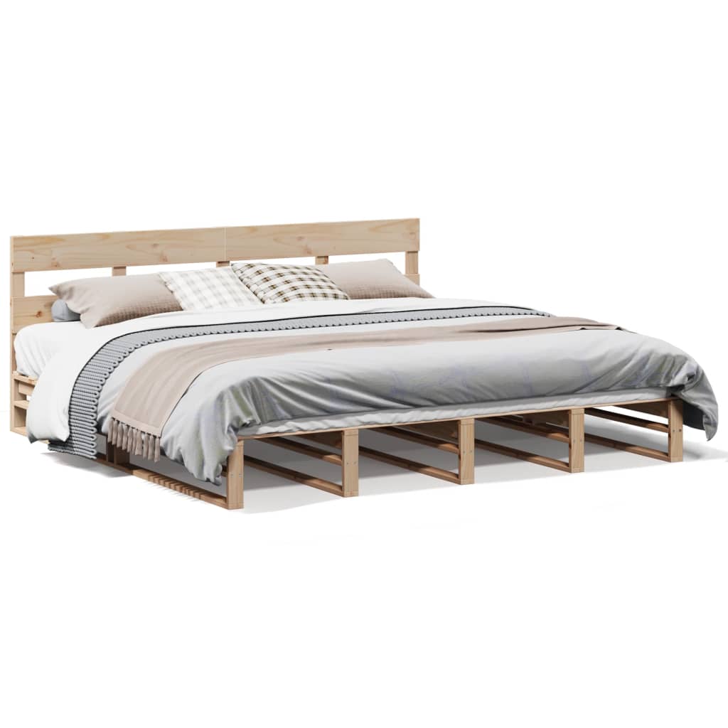 Sengeramme med madrass 200x200 cm heltre furu