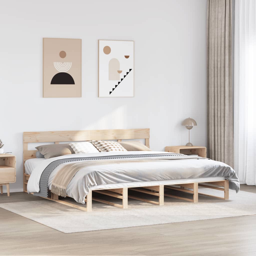 Sengeramme med madrass 200x200 cm heltre furu