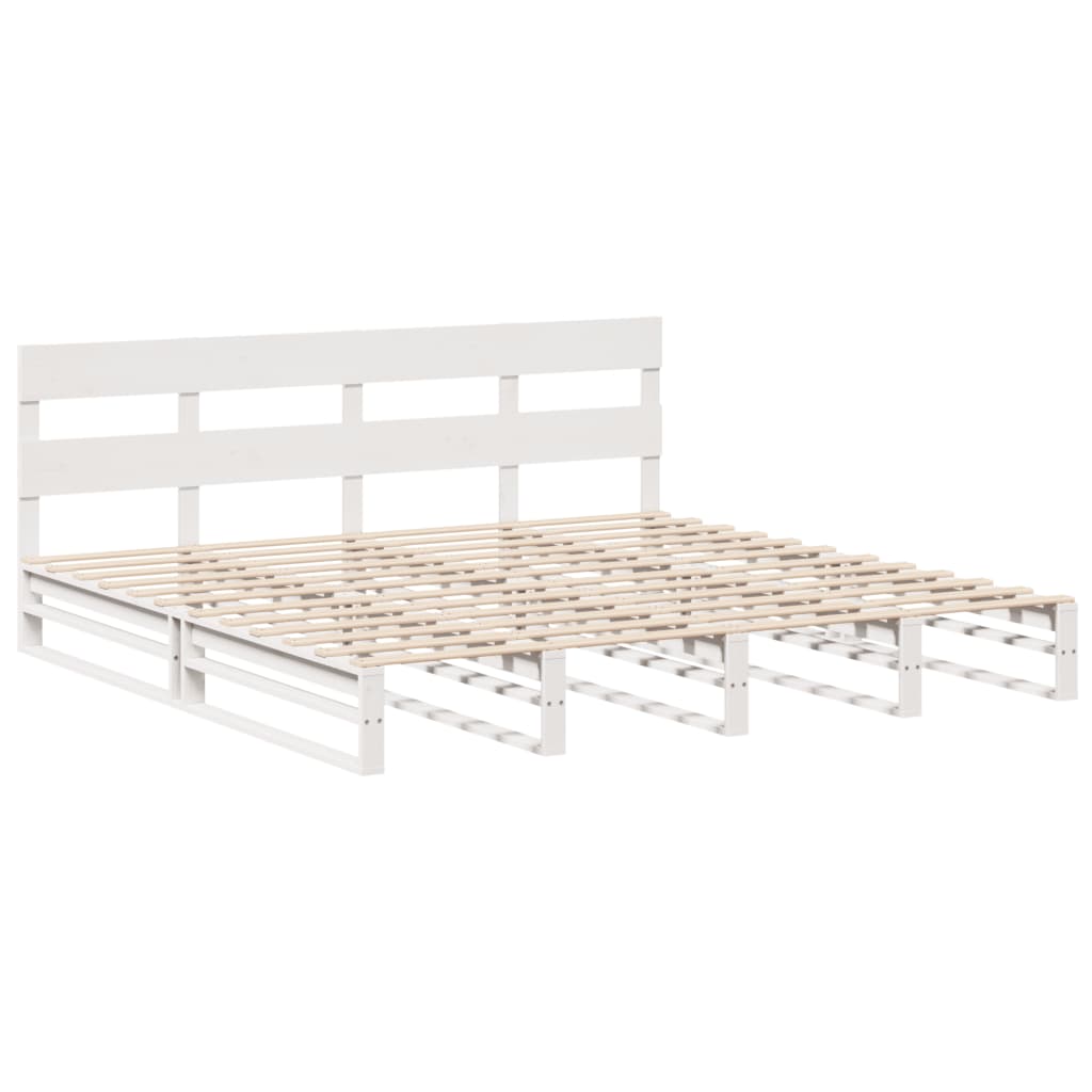 Sengeramme med madrass hvit 200x200 cm heltre furu