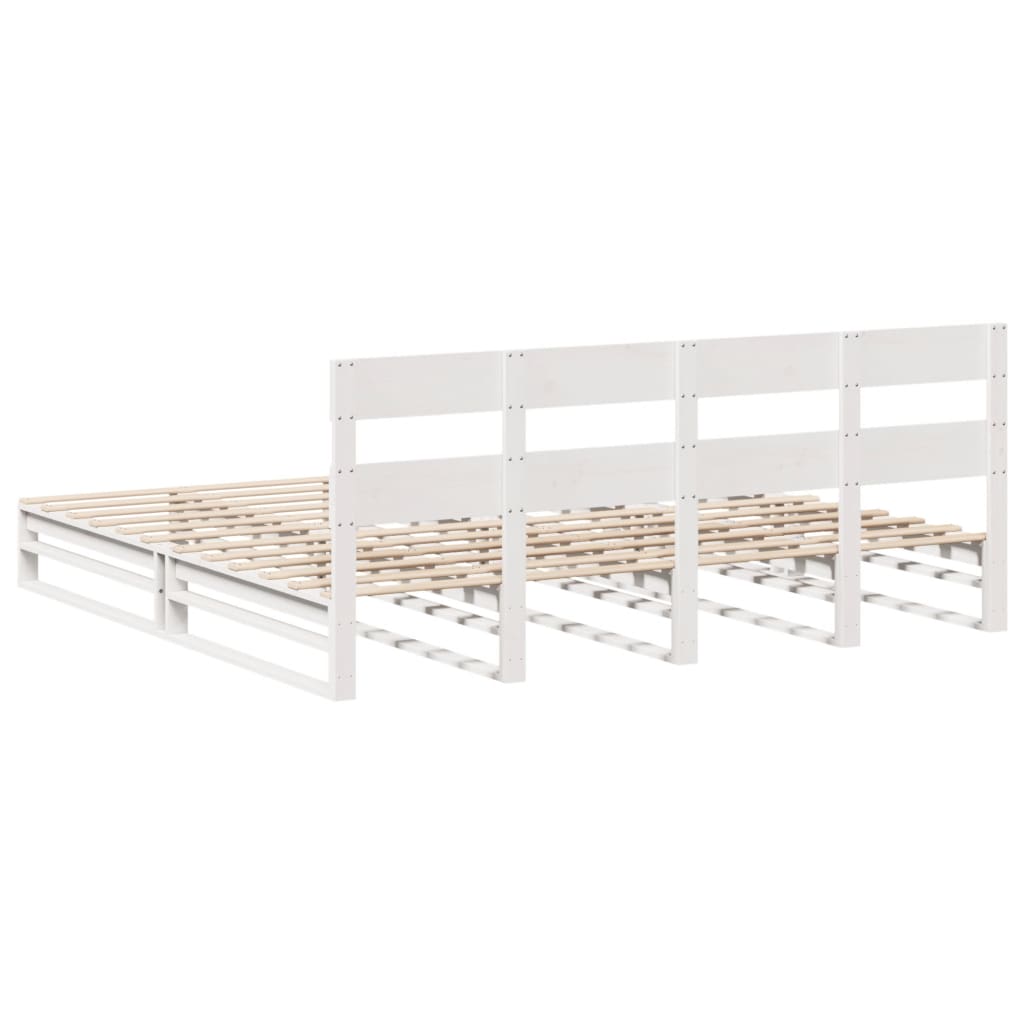 Sengeramme med madrass hvit 200x200 cm heltre furu