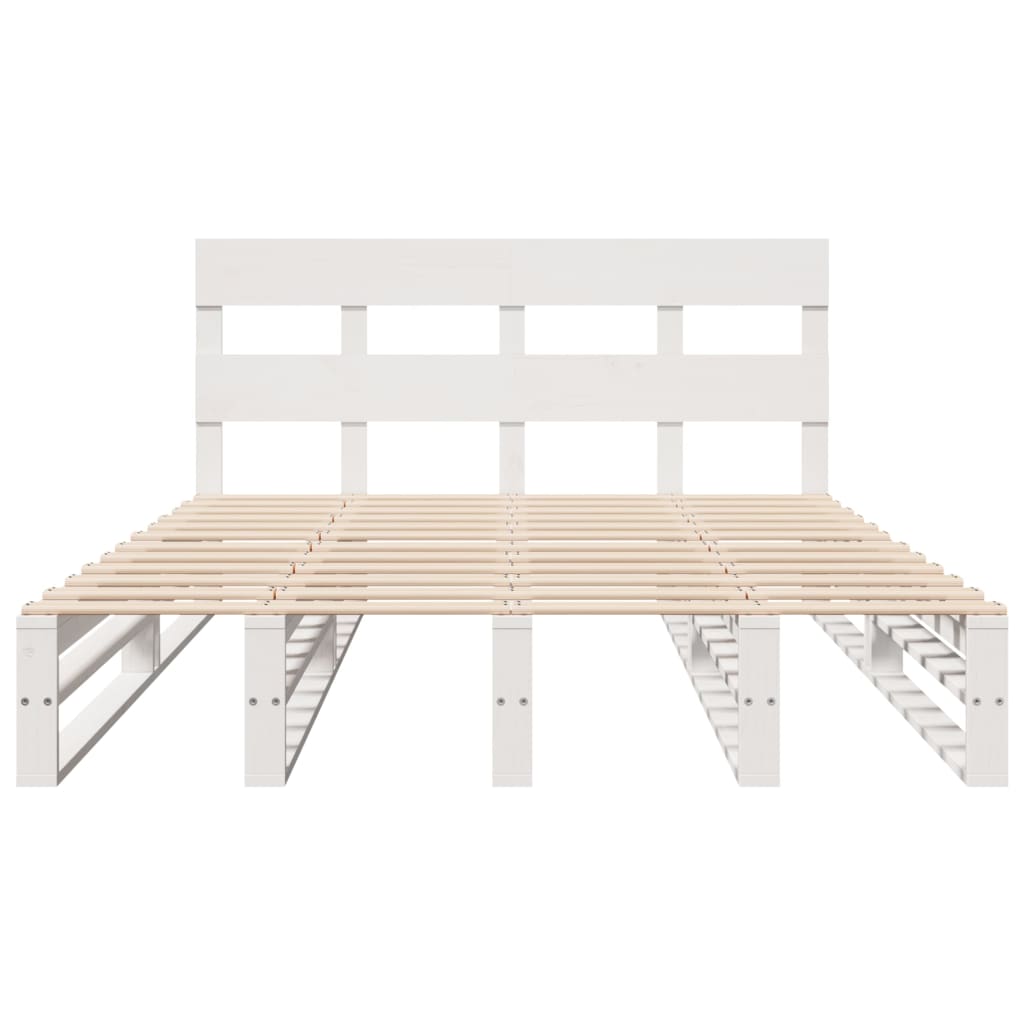 Sengeramme uten madrass hvit 140x190 cm heltre furu