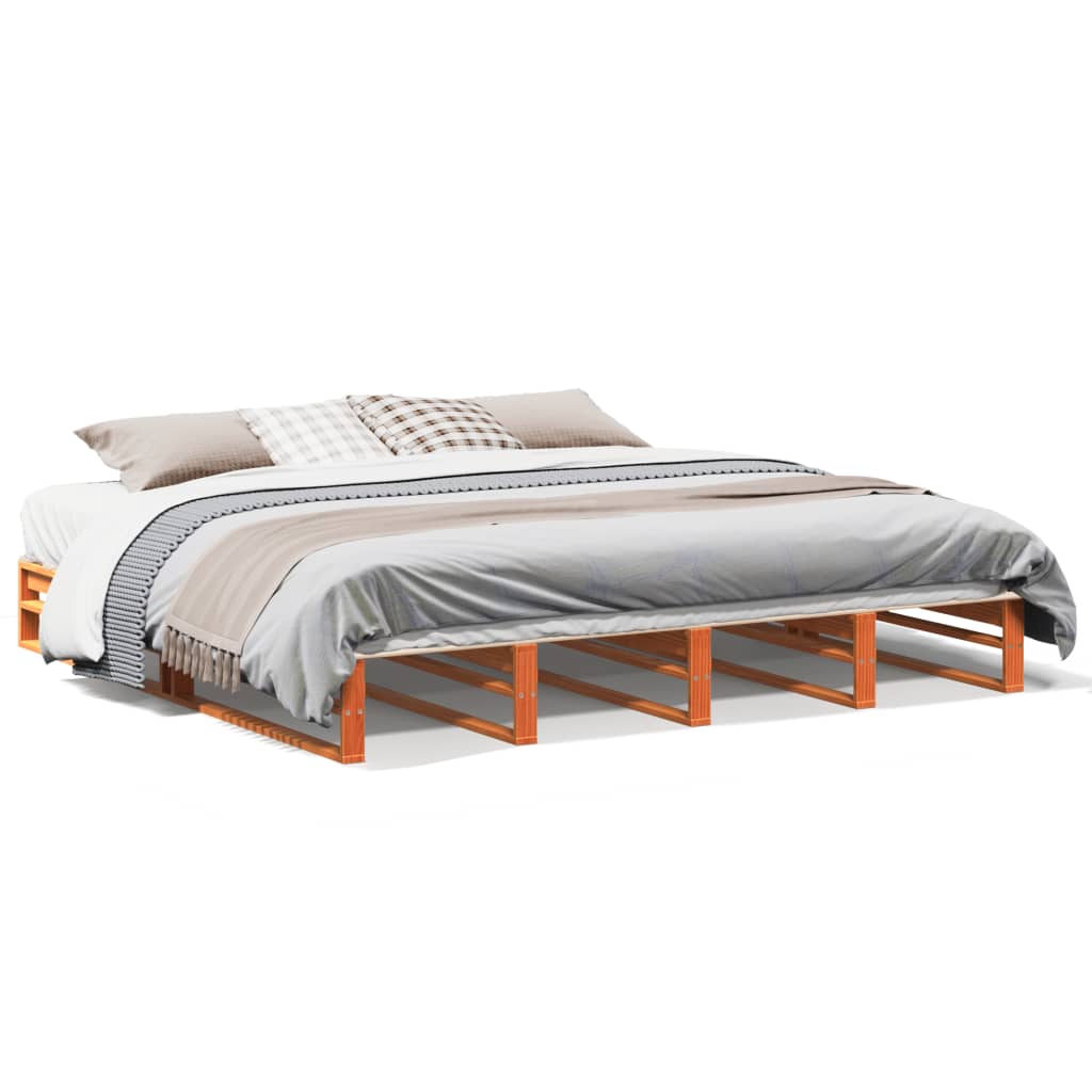 Sengeramme uten madrass voksbrun 180x200 cm heltre furu