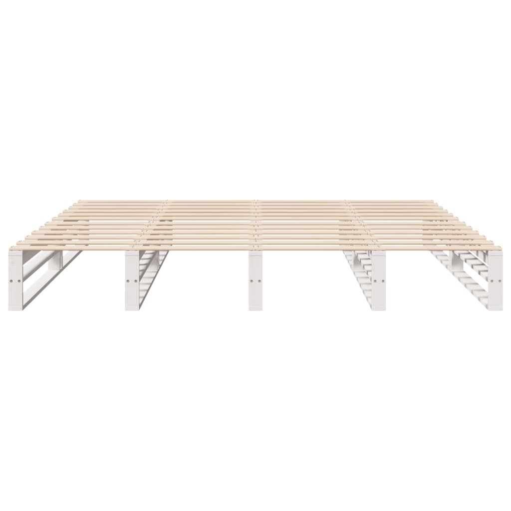 Sengeramme med madrass hvit 200x200 cm heltre furu