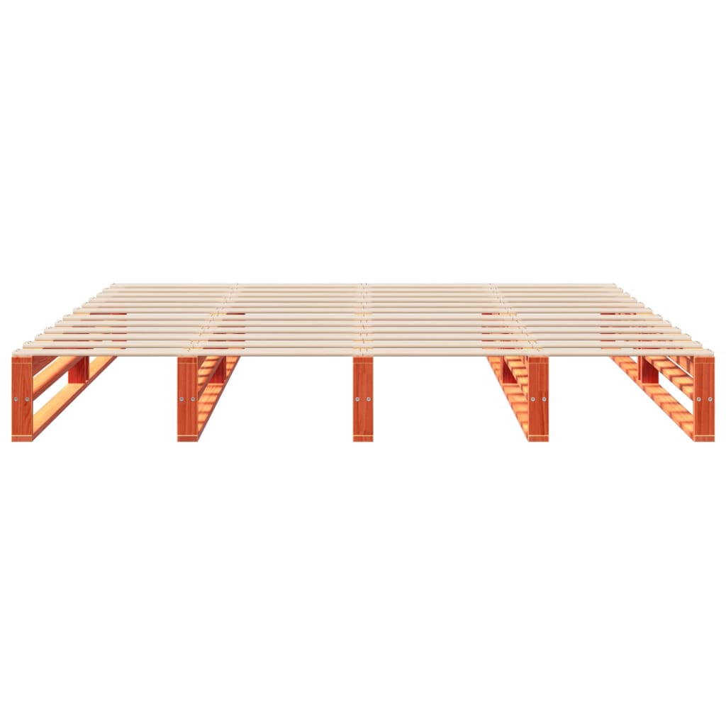 Sengeramme uten madrass voksbrun 200x200 cm heltre furu