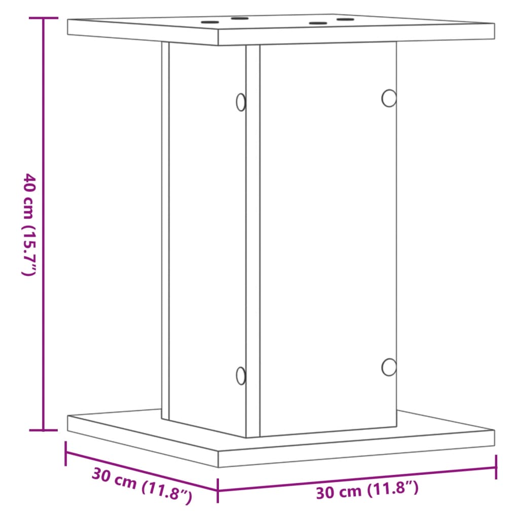 Høyttalerstativ 2 stk sonoma eik 30x30x40 cm konstruert tre