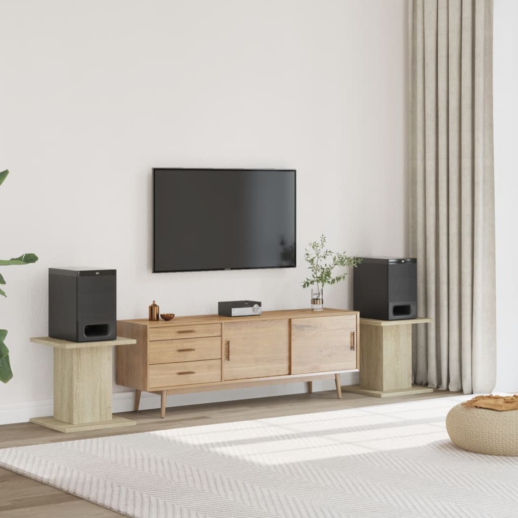 Høyttalerstativ 2 stk sonoma eik 30x30x40 cm konstruert tre