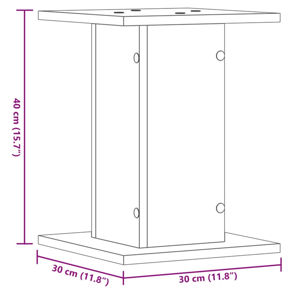 Høyttalerstativ 2 stk betonggrå 30x30x40 cm konstruert tre