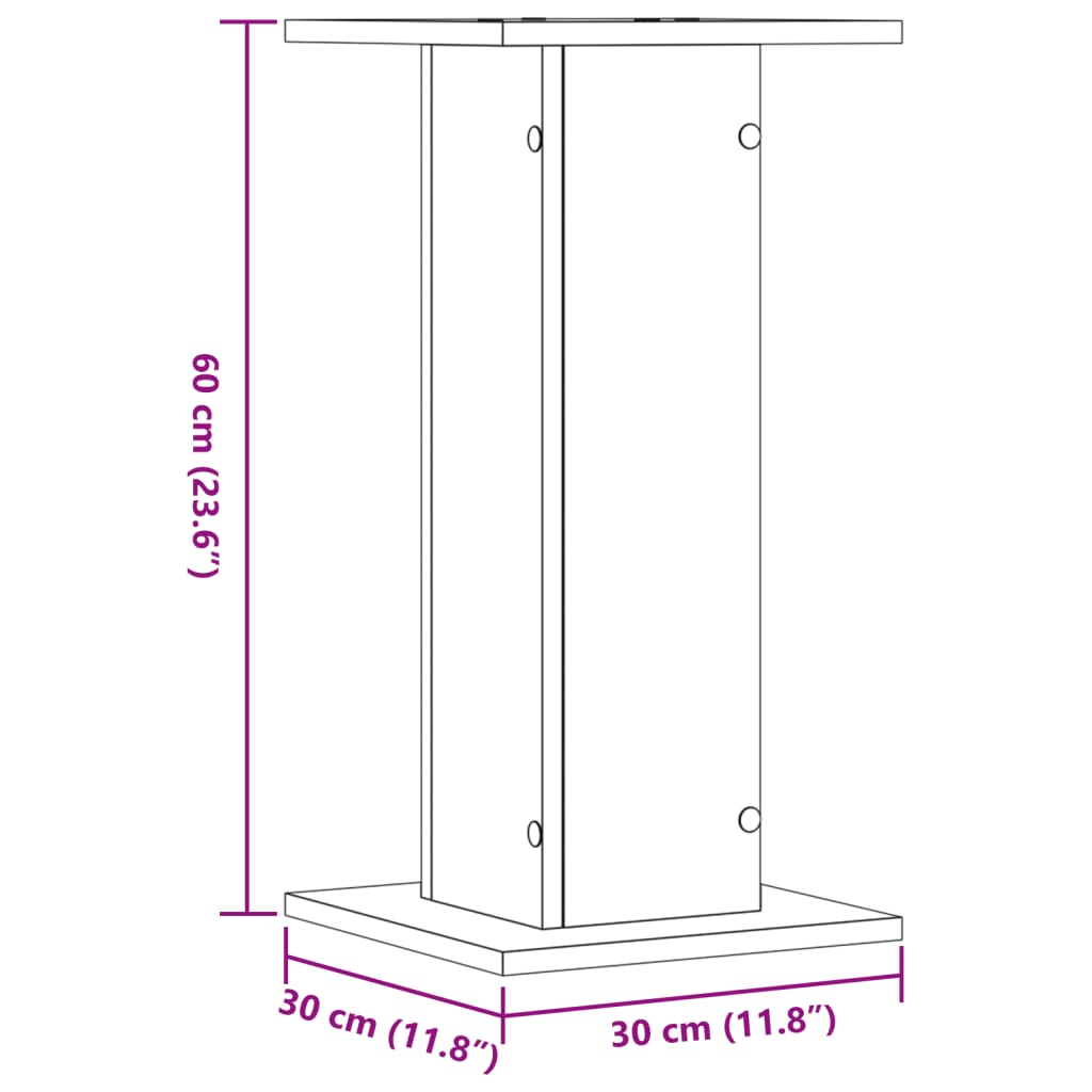 Høyttalerstativ 2 stk betonggrå 30x30x60 cm konstruert tre