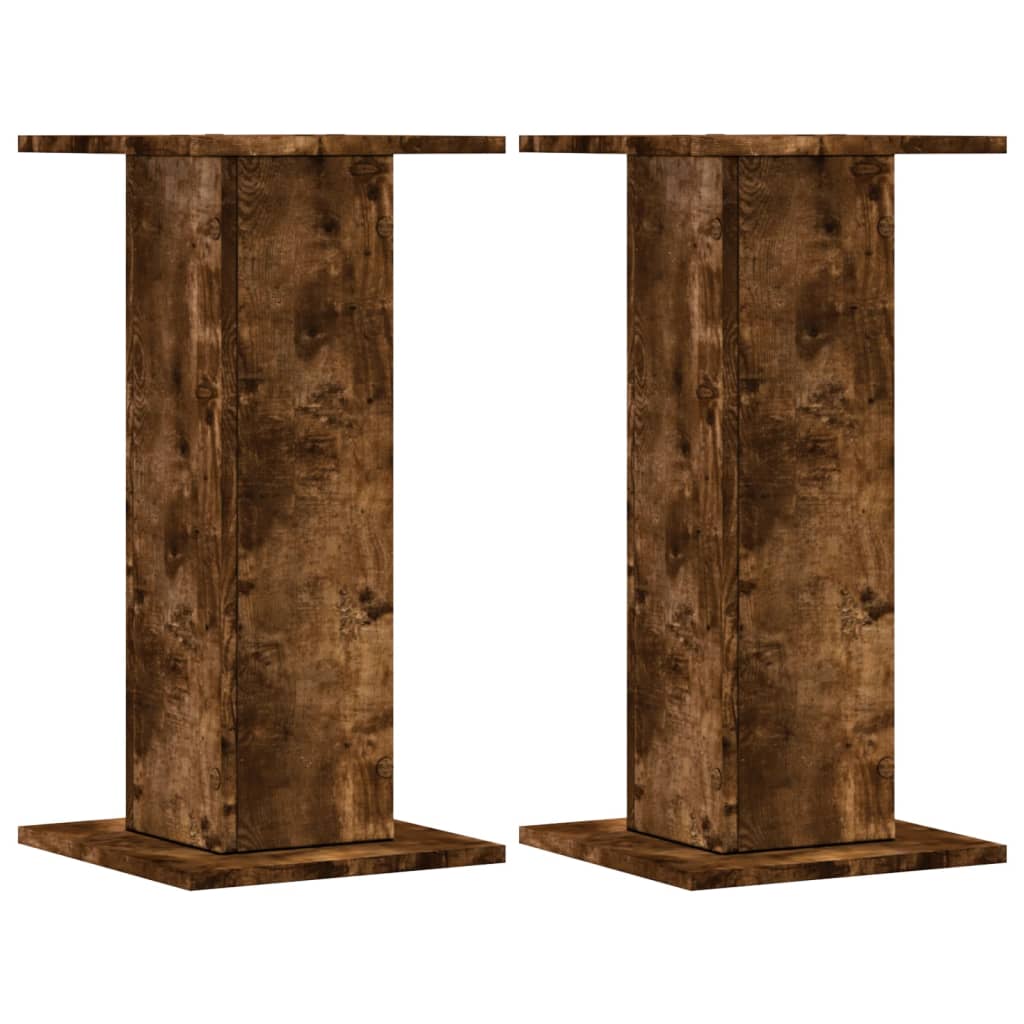 Høyttalerstativ 2 stk røkt eik 30x30x60 cm konstruert tre