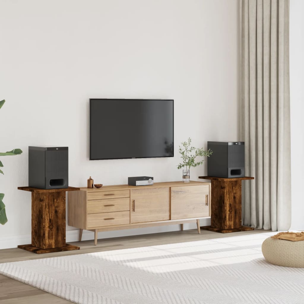 Høyttalerstativ 2 stk røkt eik 30x30x60 cm konstruert tre