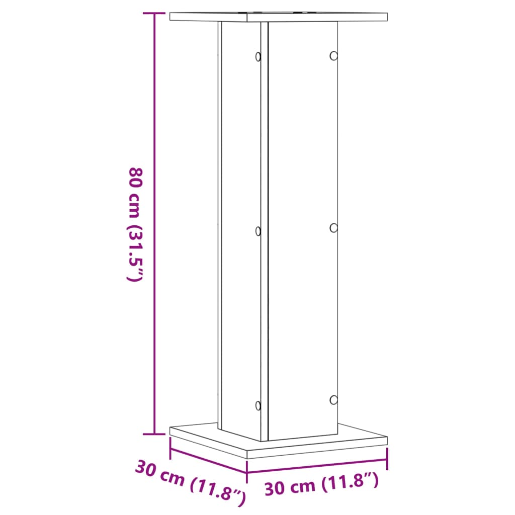 Høyttalerstativ 2 stk hvit 30x30x80 cm konstruert tre