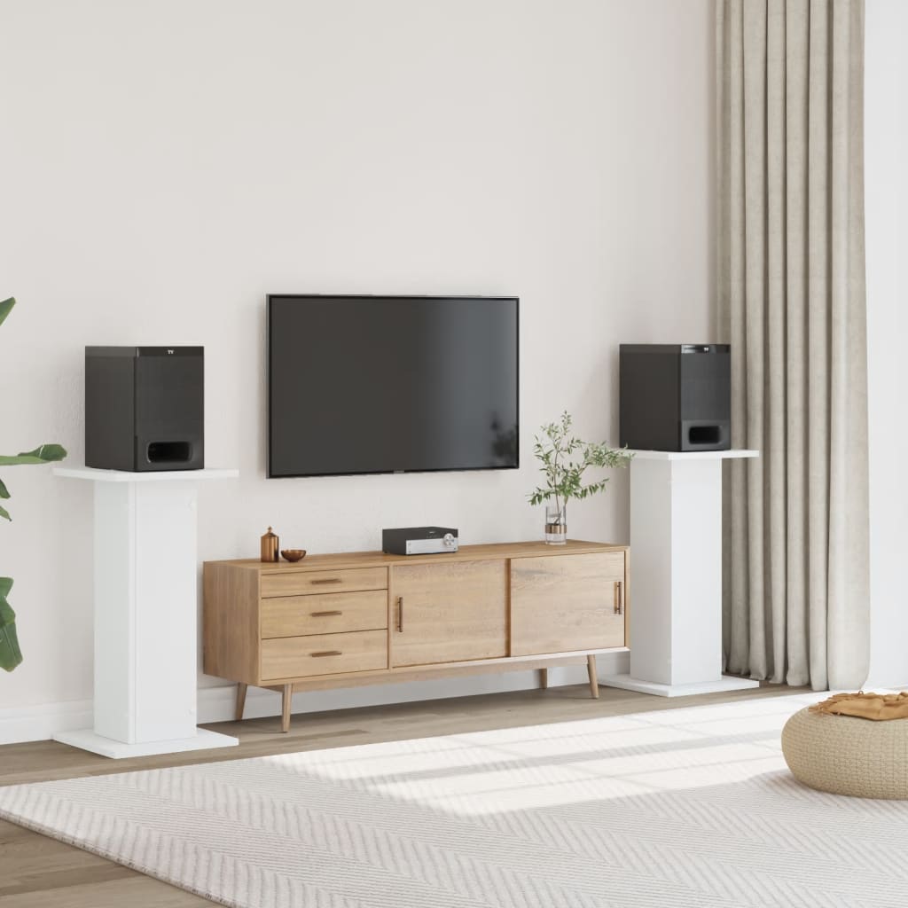 Høyttalerstativ 2 stk hvit 30x30x80 cm konstruert tre