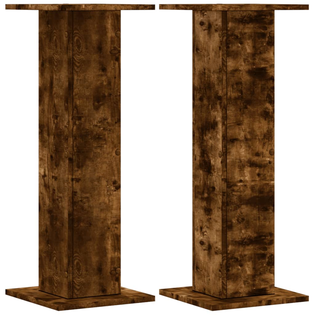 Høyttalerstativ 2 stk røkt eik 30x30x80 cm konstruert tre