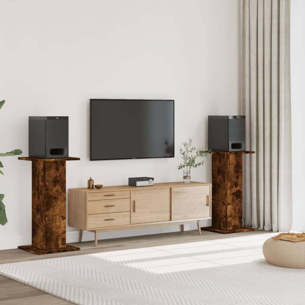 Høyttalerstativ 2 stk røkt eik 30x30x80 cm konstruert tre