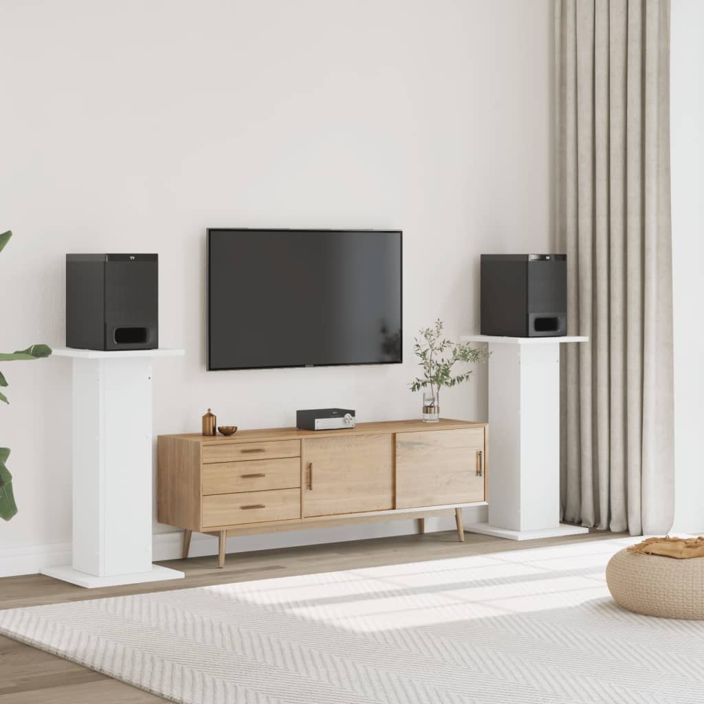 Høyttalerstativ 2 stk hvit 30x30x95 cm konstruert tre