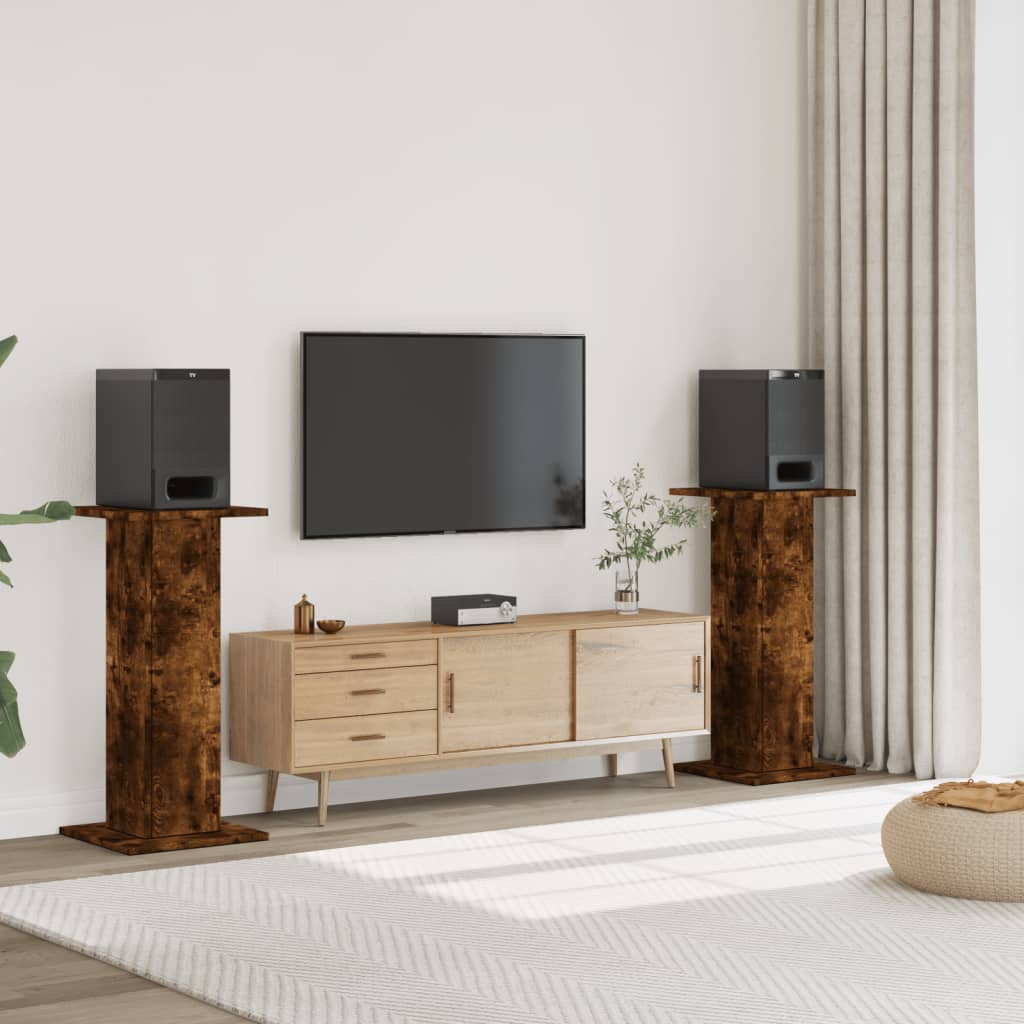 Høyttalerstativ 2 stk røkt eik 30x30x95 cm konstruert tre