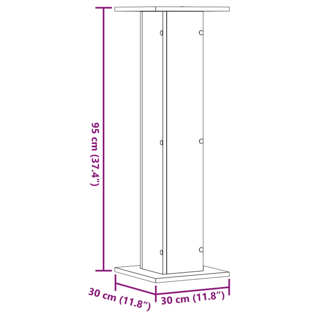 Høyttalerstativ 2 stk gammelt tre 30x30x95 cm konstruert tre