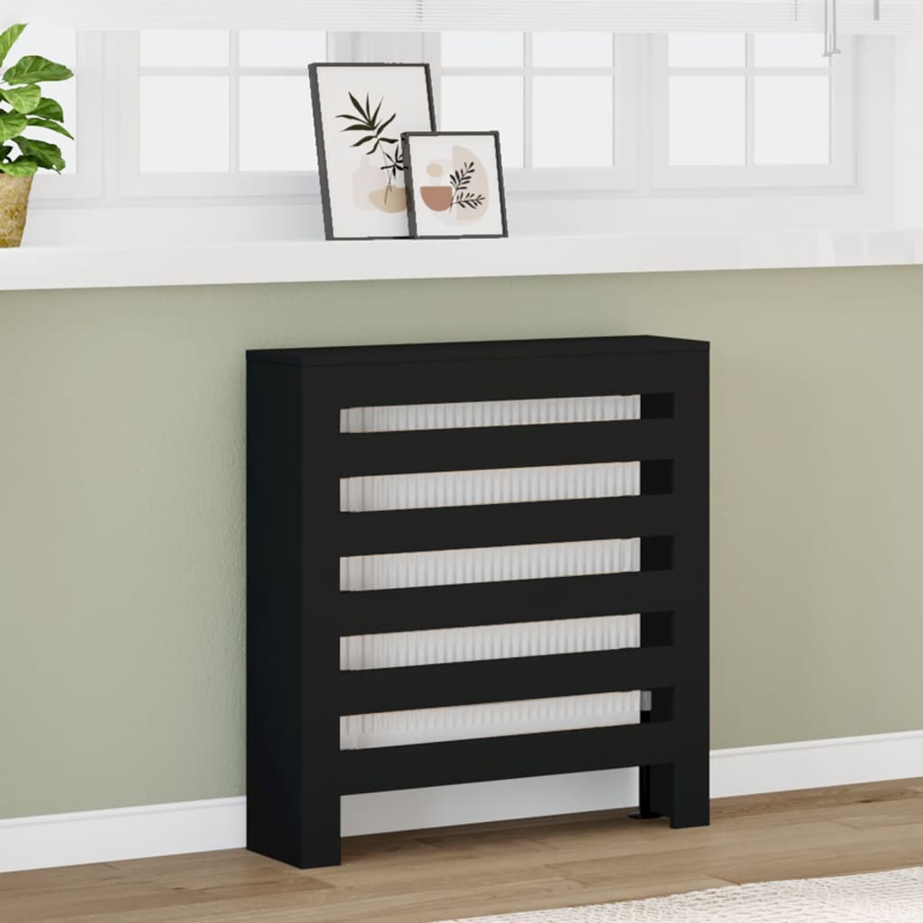 Radiatordeksel svart 78x20x82 cm konstruert tre