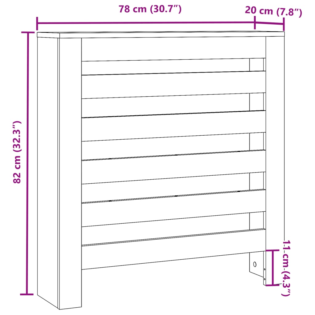 Radiatordeksel sonoma eik 78x20x82 cm konstruert tre