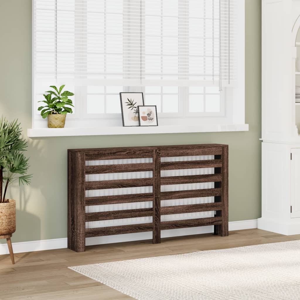 Radiatordeksel brun eik 149x20x82 cm konstruert tre