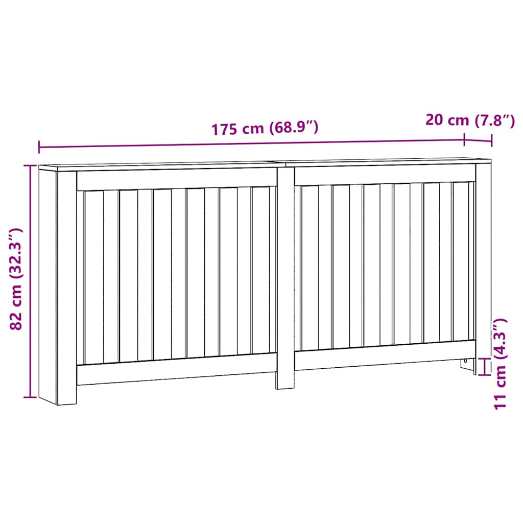 Radiatordeksel artisan eik 175x20x82 cm konstruert tre