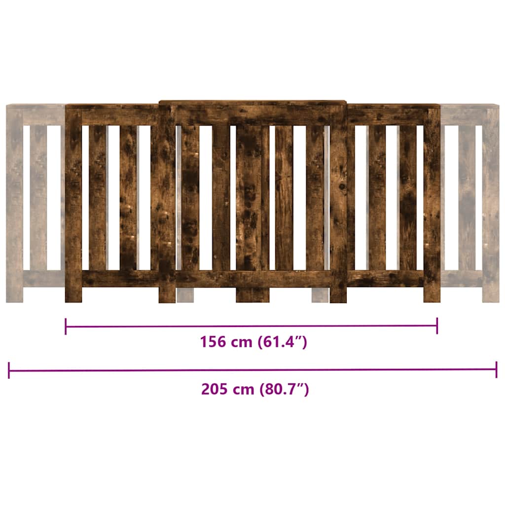 Radiatordeksel røkt eik 205x21,5x83,5 cm konstruert tre