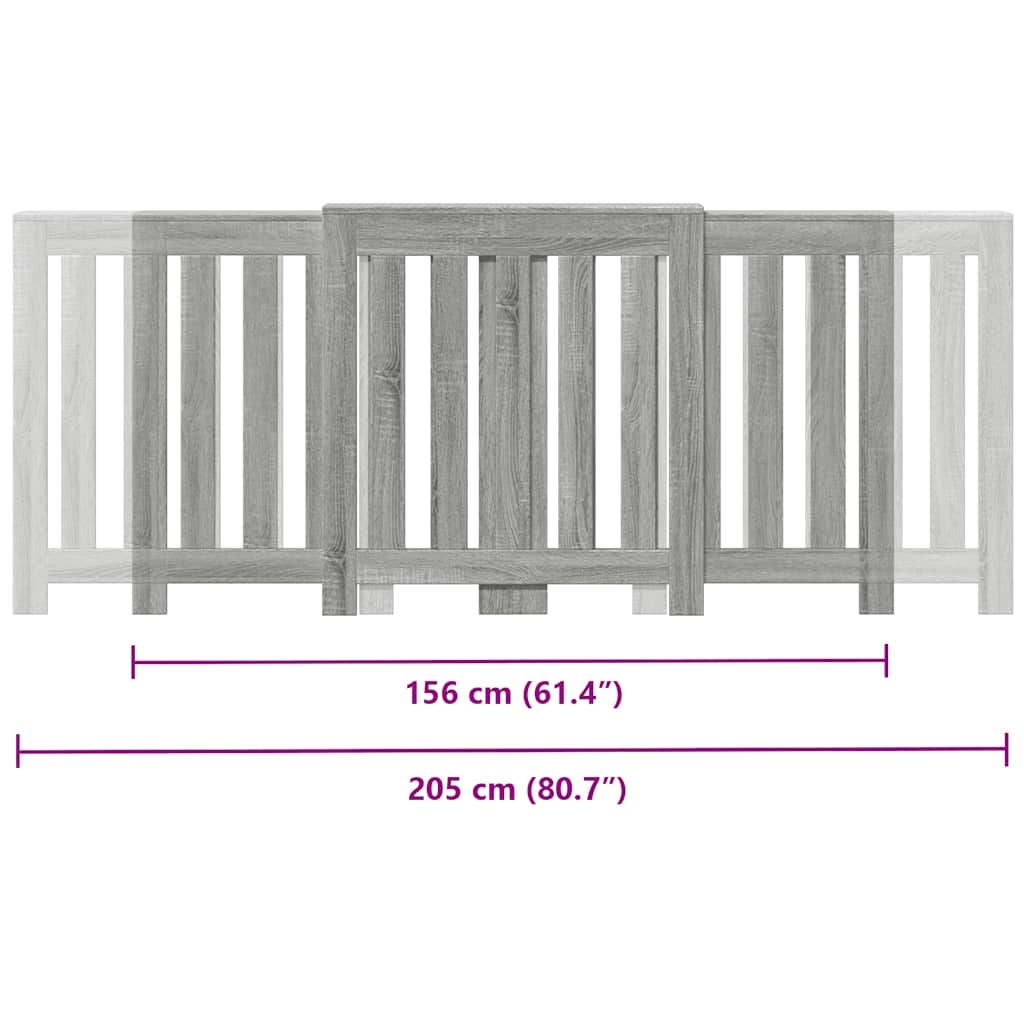 Radiatordeksel grå sonoma 205x21,5x83,5 cm konstruert tre