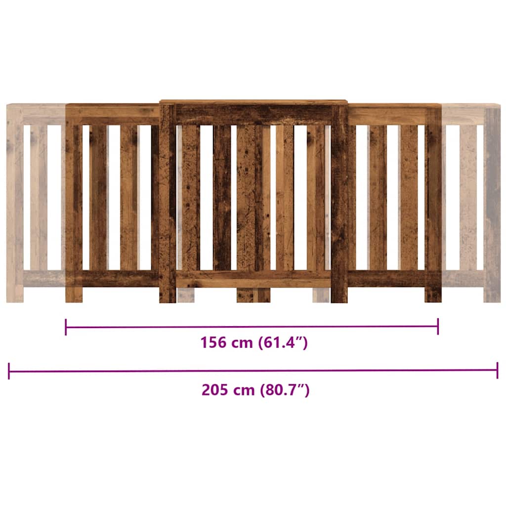 Radiatordeksel gammelt tre 205x21,5x83,5 cm konstruert tre