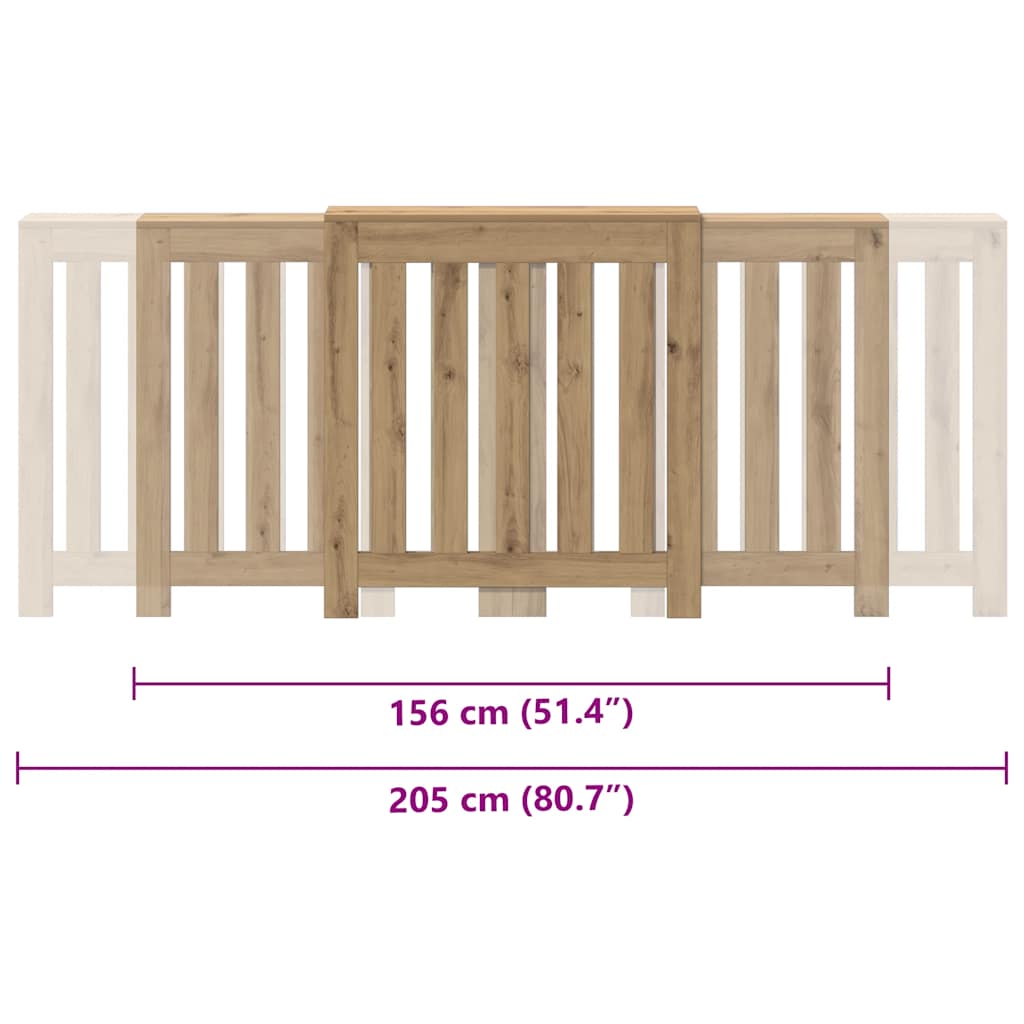 Radiatordeksel artisanal eik 205x21,5x83,5 cm konstruert tre
