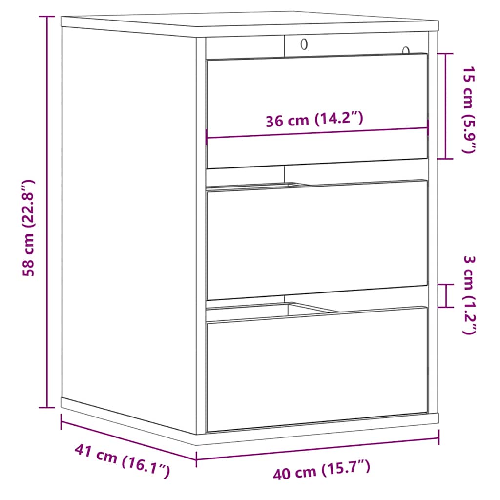 Kommode artisan eik 40x41x58 cm konstruert tre
