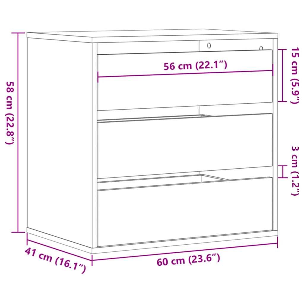 Kommode artisan eik 60x41x58 cm konstruert tre