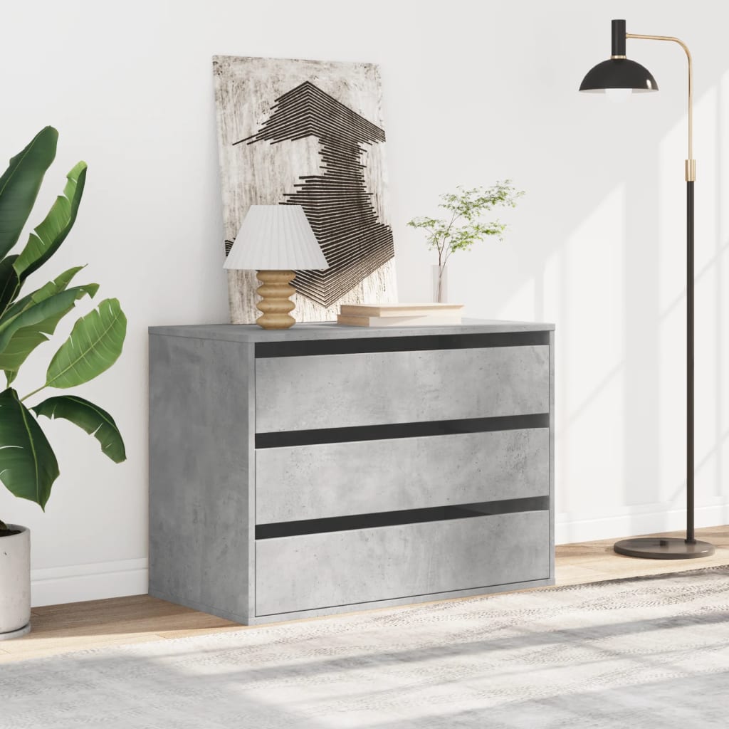 Kommode betonggrå 80x41x58 cm konstruert tre