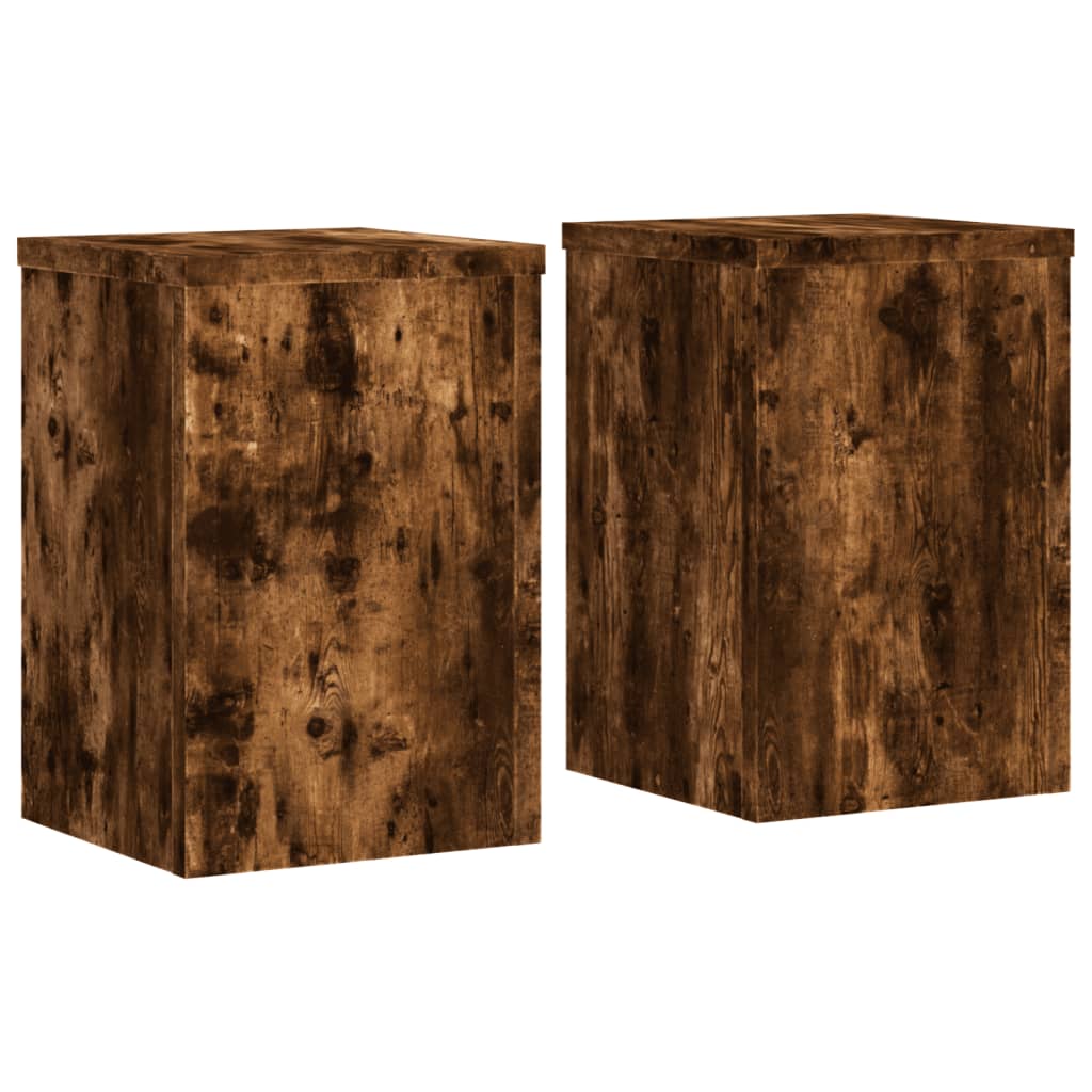 Plantestativer 2 stk røkt eik 25x25x35 cm konstruert tre