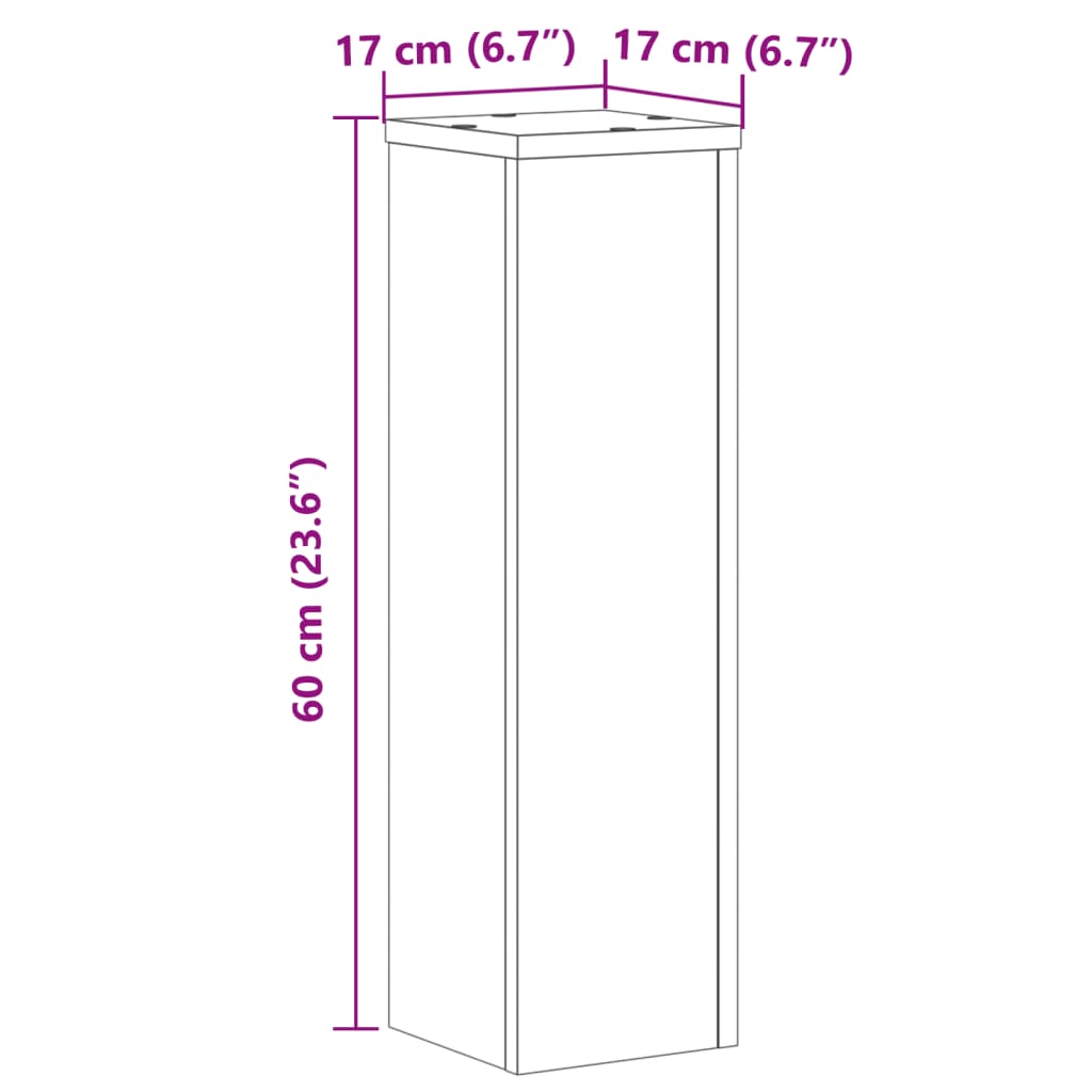 Plantestativer 2 stk røkt eik 17x17x60 cm konstruert tre
