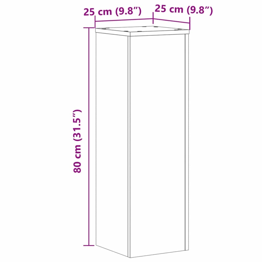 Plantestativer 2 stk artisan eik 25x25x80 cm konstruert tre