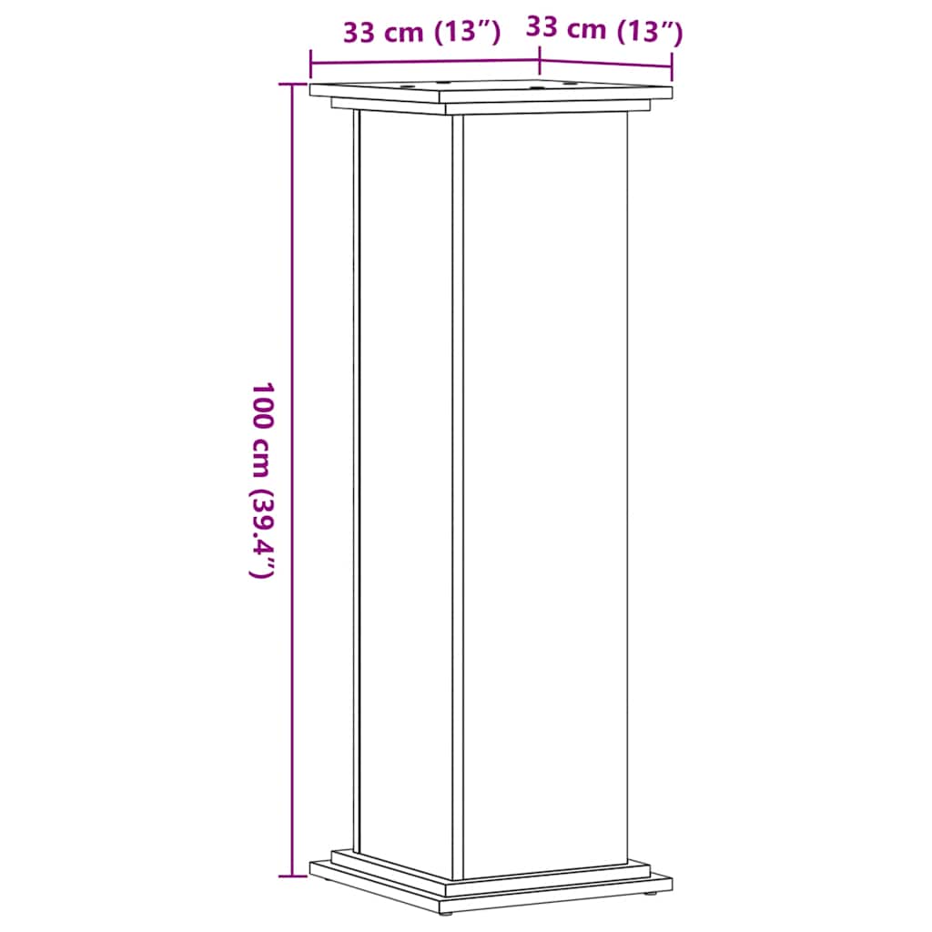 Plantestativ hvit 33x33x100 cm konstruert tre