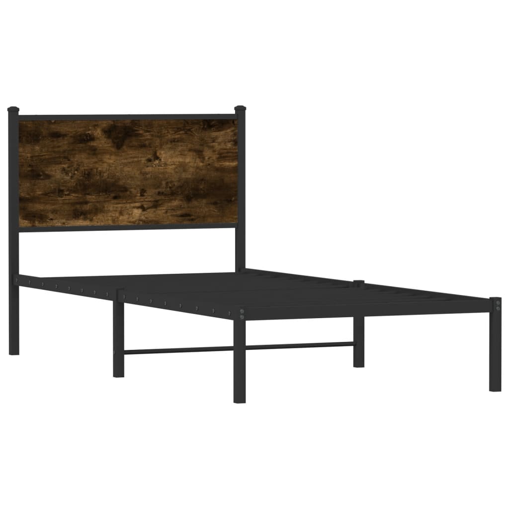 Sengeramme i metall uten madrass røkt eik 80x200 cm