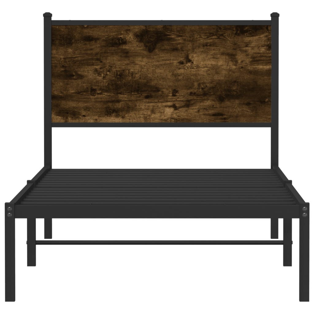 Sengeramme i metall uten madrass røkt eik 80x200 cm