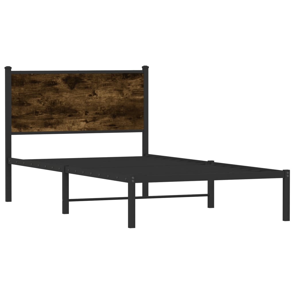 Sengeramme i metall uten madrass røkt eik 100x190 cm