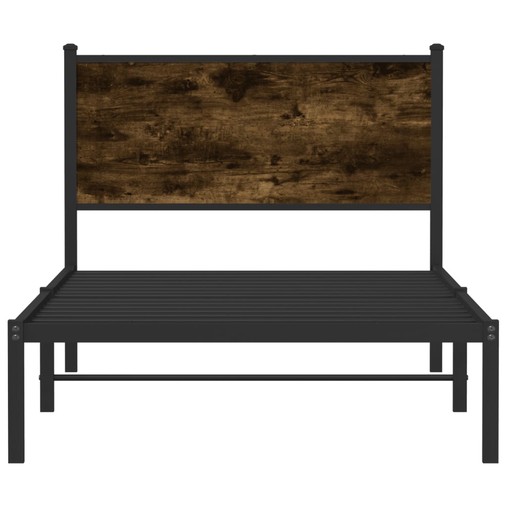 Sengeramme i metall uten madrass røkt eik 100x190 cm