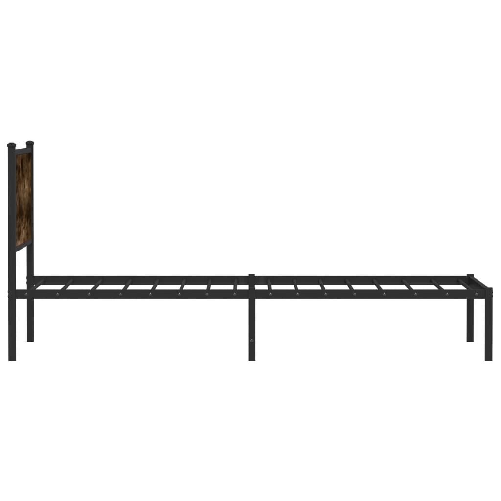 Sengeramme i metall uten madrass røkt eik 100x190 cm