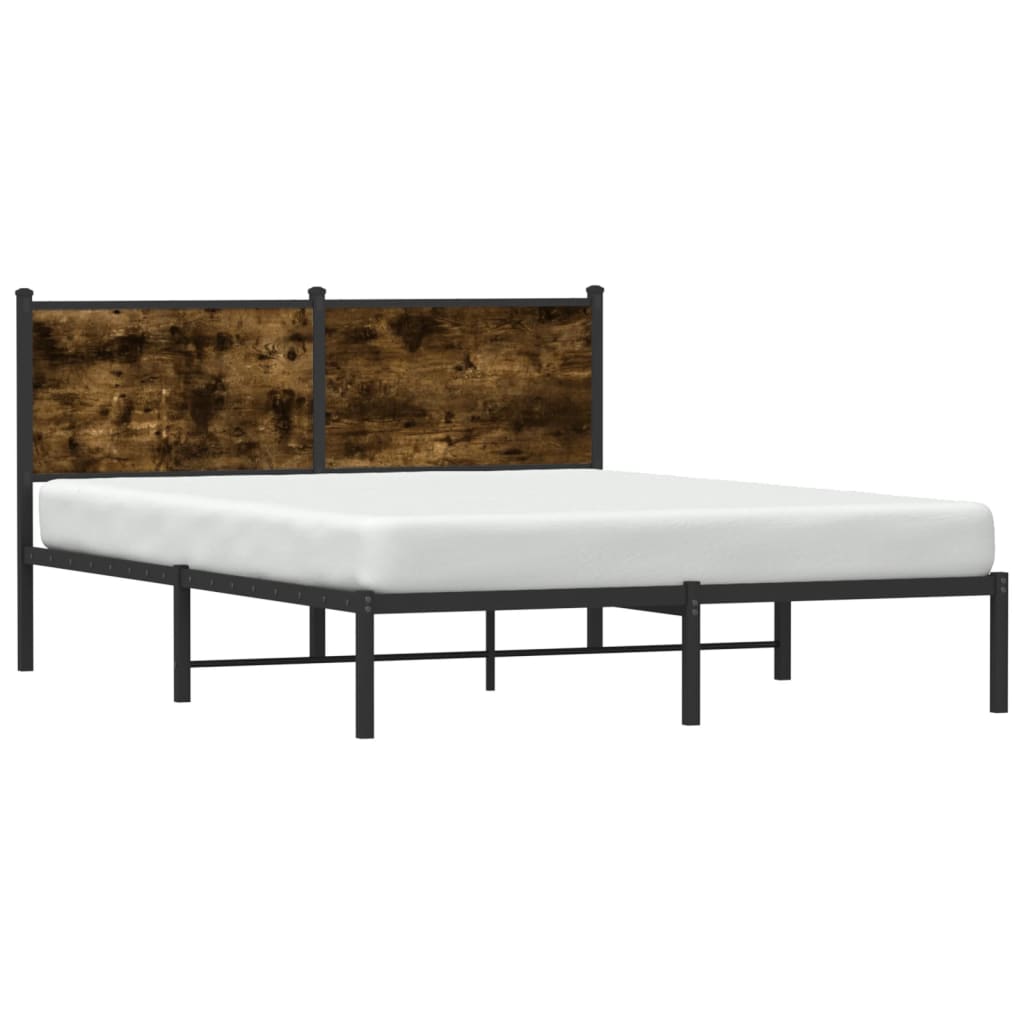 Sengeramme i metall uten madrass røkt eik 140x200 cm
