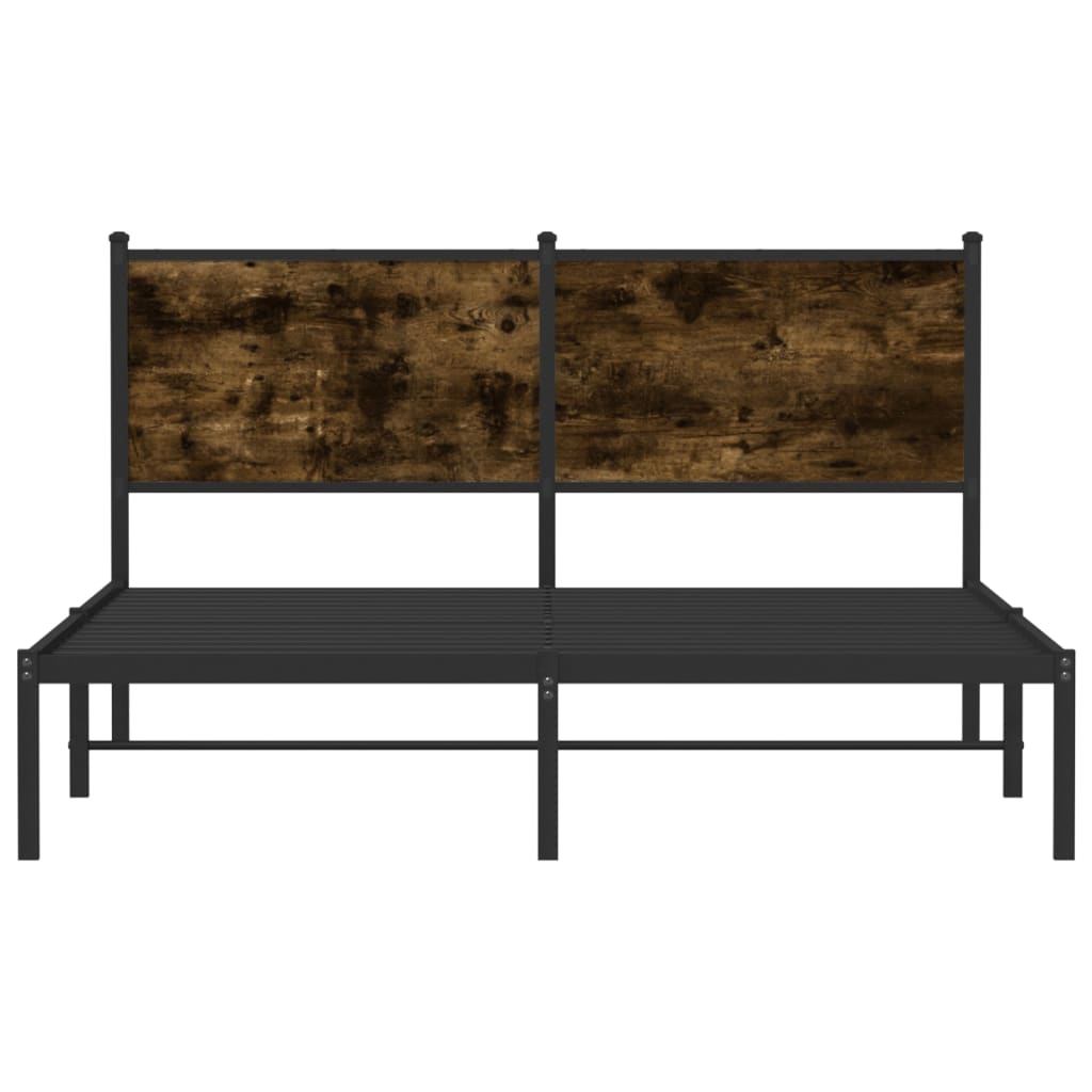 Sengeramme i metall uten madrass røkt eik 140x200 cm