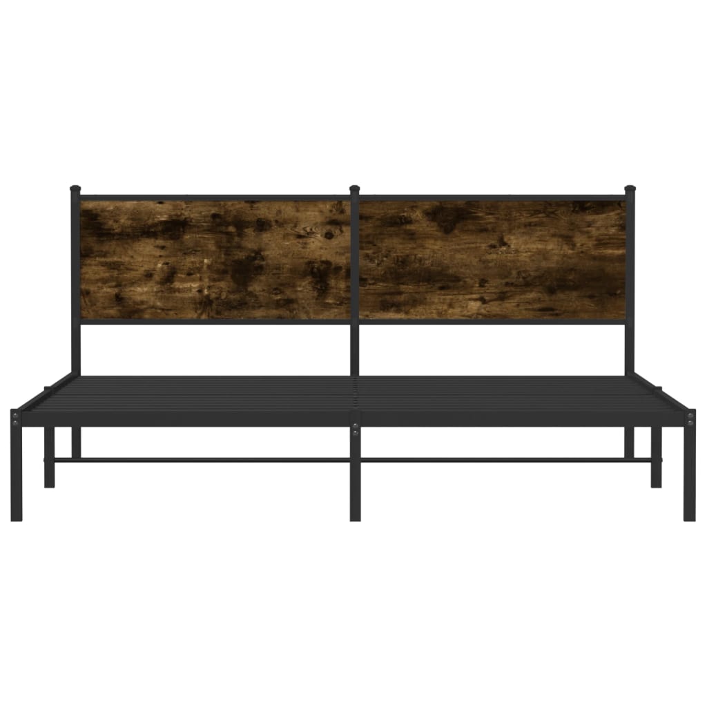 Sengeramme i metall uten madrass røkt eik 183x213 cm