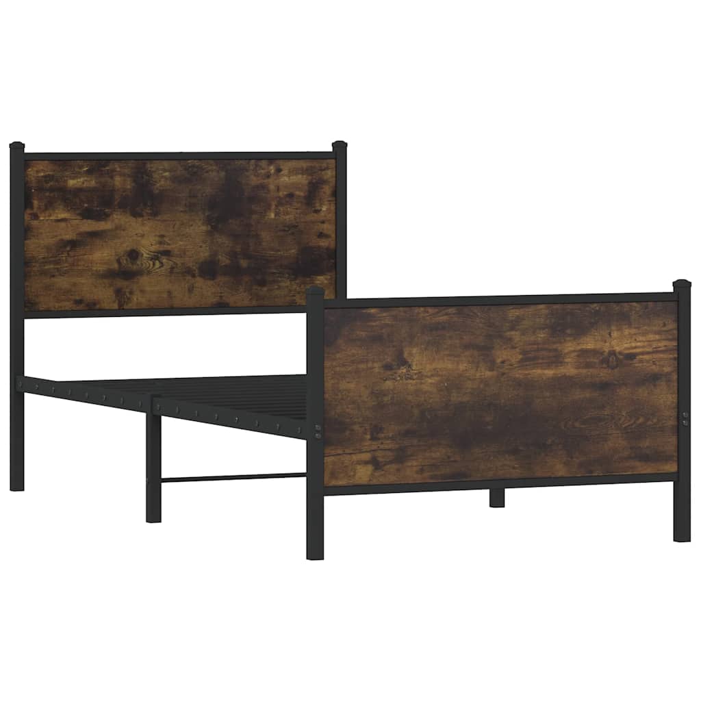 Sengeramme i metall uten madrass røkt eik 80x200 cm